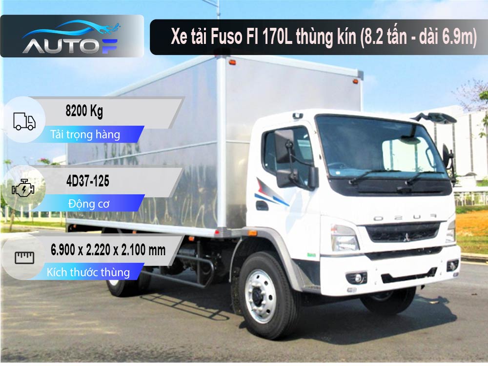 Xe tải Fuso FI 170L thùng kín (8.2 tấn - dài 6.9m)